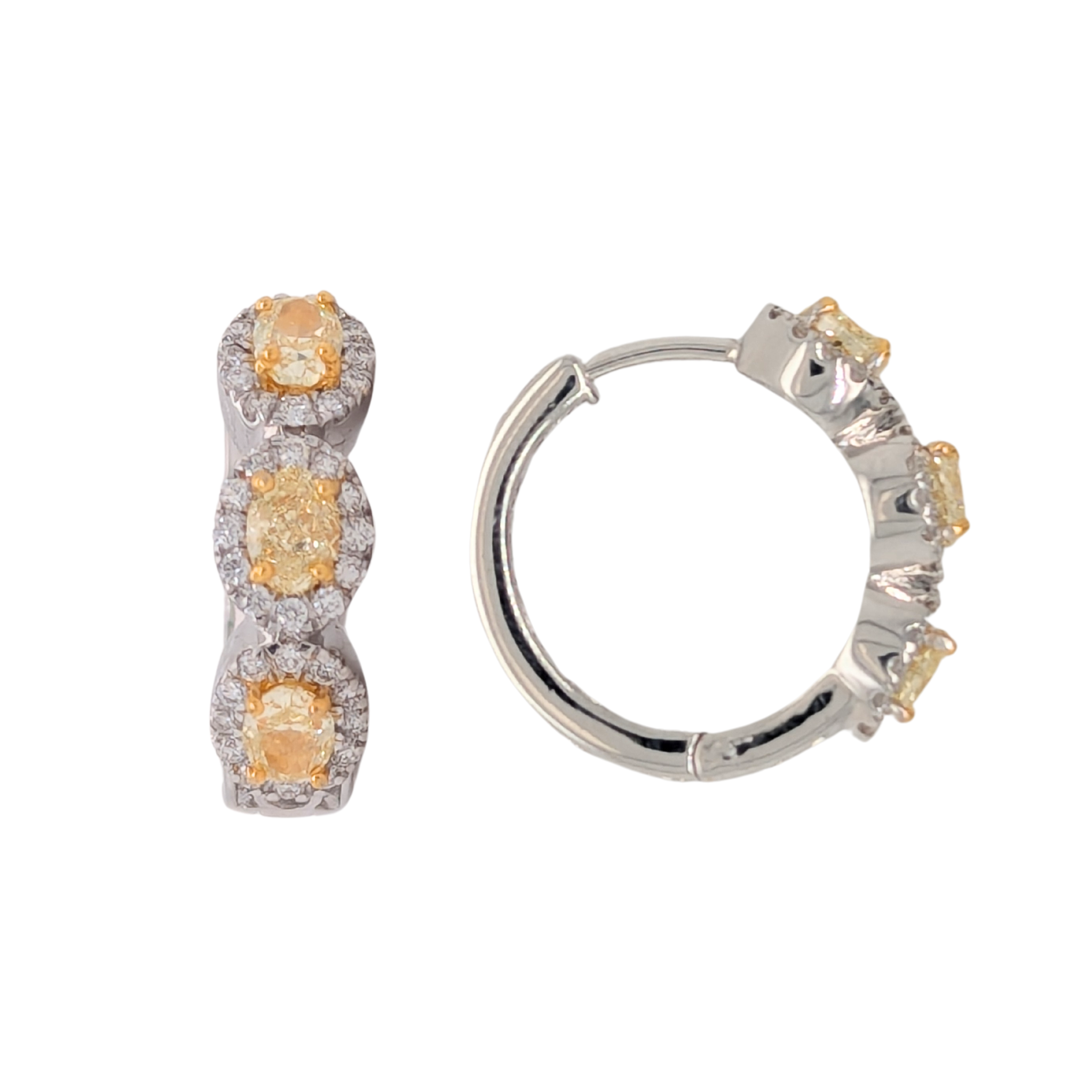 14K Gold Petite Oval Natural Yellow Diamond Petite Huggies