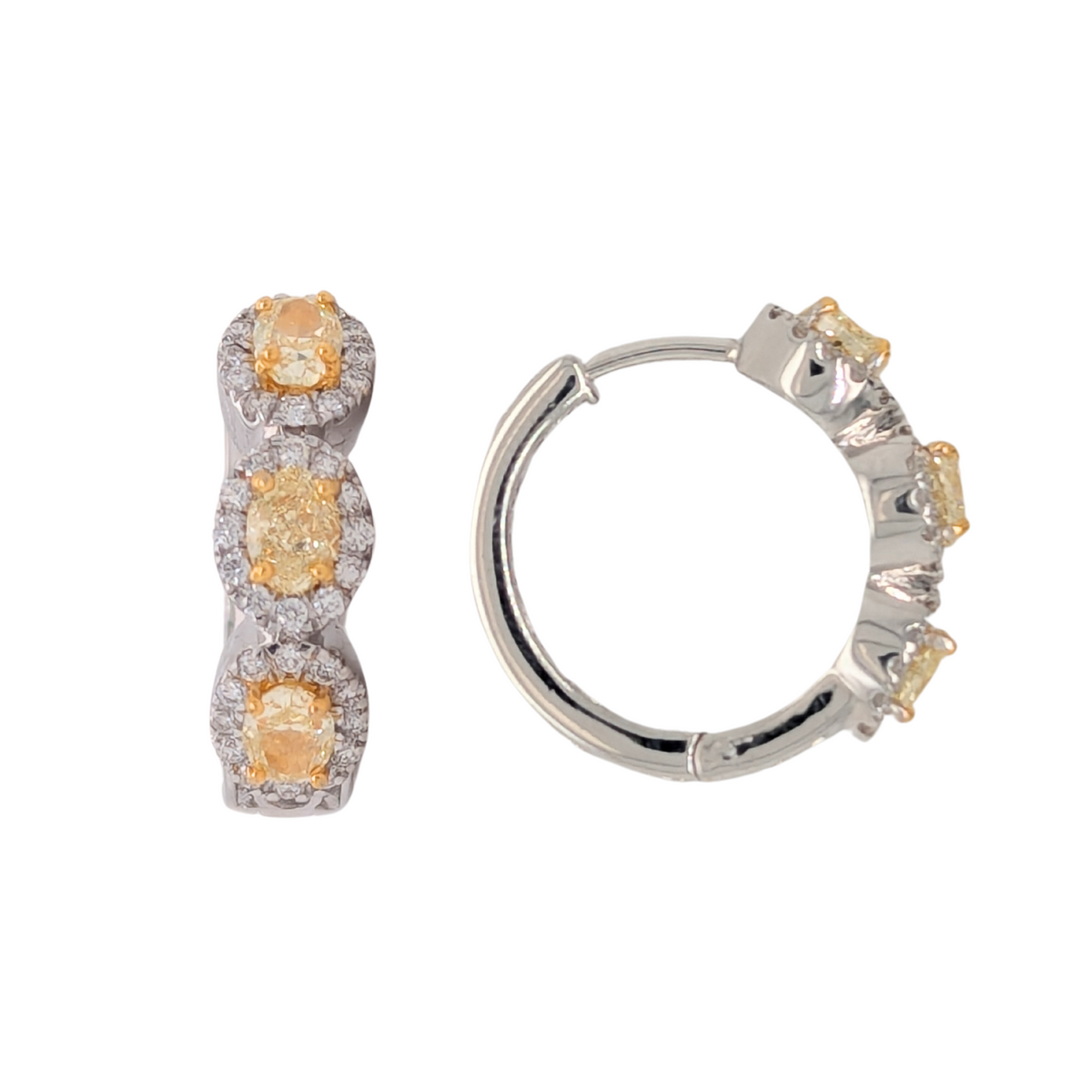 14K Gold Petite Oval Natural Yellow Diamond Petite Huggies