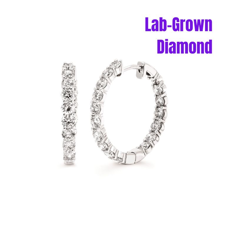 14K Gold Lab-Grown Diamond 2CTW In & Out Hoop Earrings
