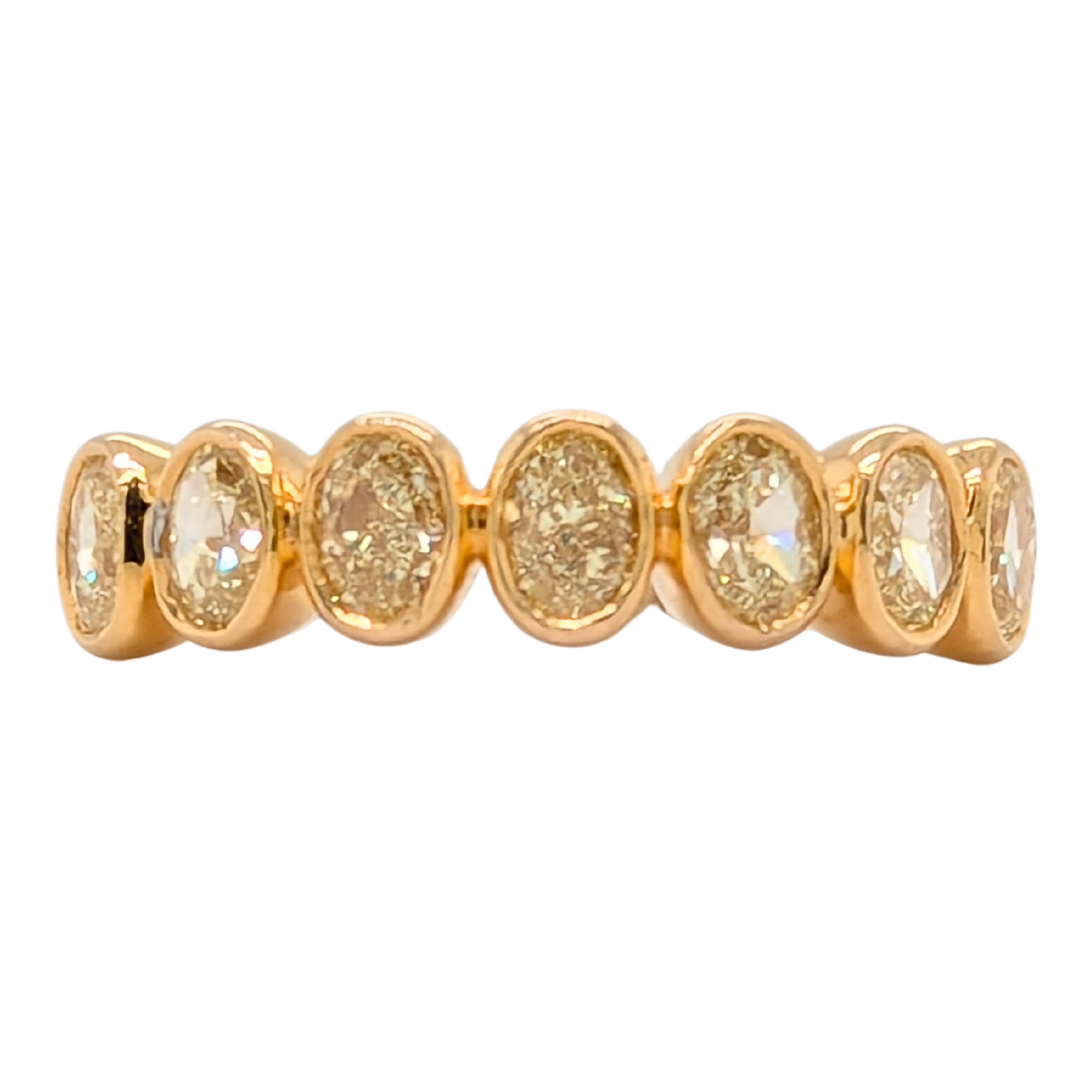 14K Oval Natural Yellow Diamond Bezel Set Ring