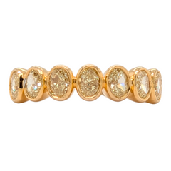 14K Oval Natural Yellow Diamond Bezel Set Ring