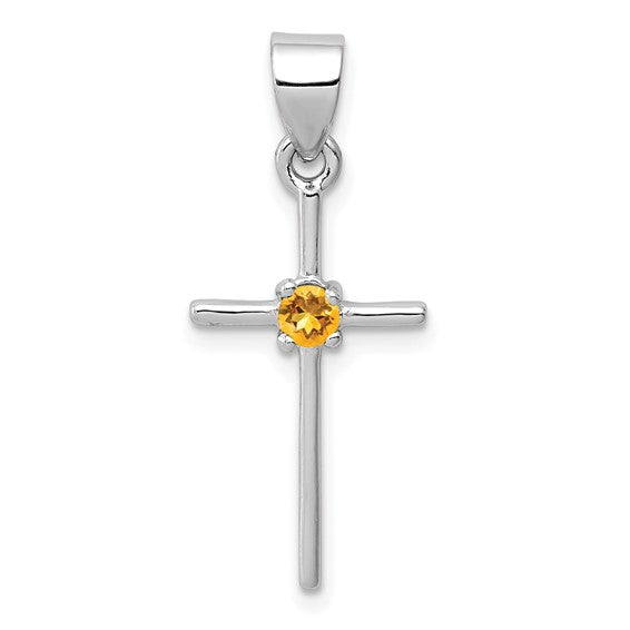 STERLING CITRINE CROSS WITH .9