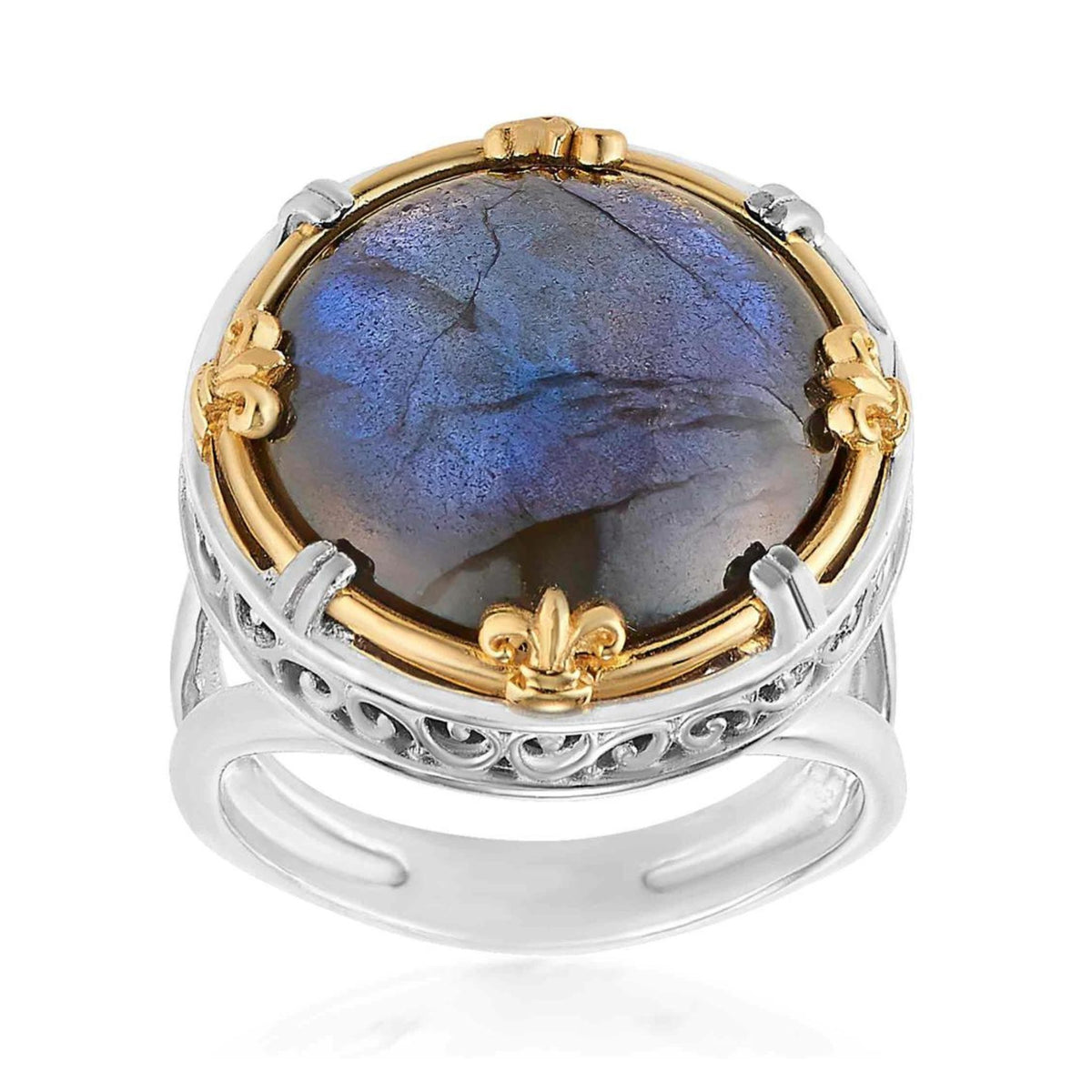 Sterling Silver Labradorite Statement Ring with 18K Gold Vermeil