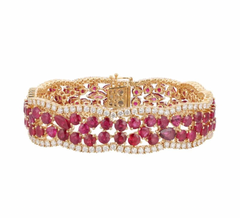 18K Yellow Gold 29.25CTW Ruby 5.05CTW Diamond Bracelet