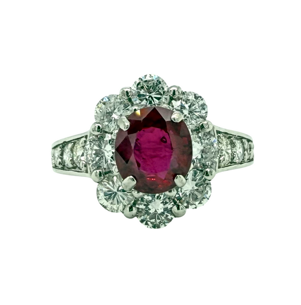 Estate Platinum 1.55ct GIA Oval Ruby 1.40ctw Diamond Ring