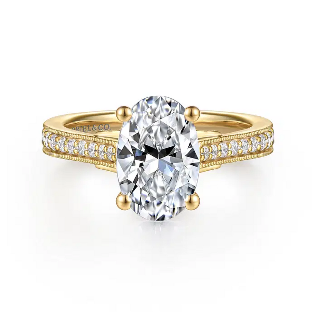 14K Yellow Gold Favolva Oval Lotus Diamond Engagement Semi-Mount S5086920
