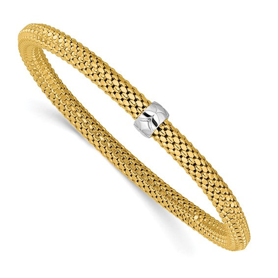 14K Two Tone Mesh Gold Stretch Bracelet