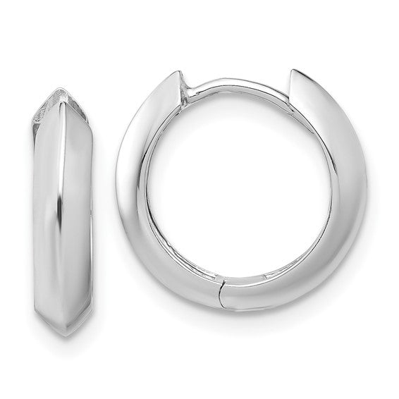 10K White Gold Knife Edge Huggies