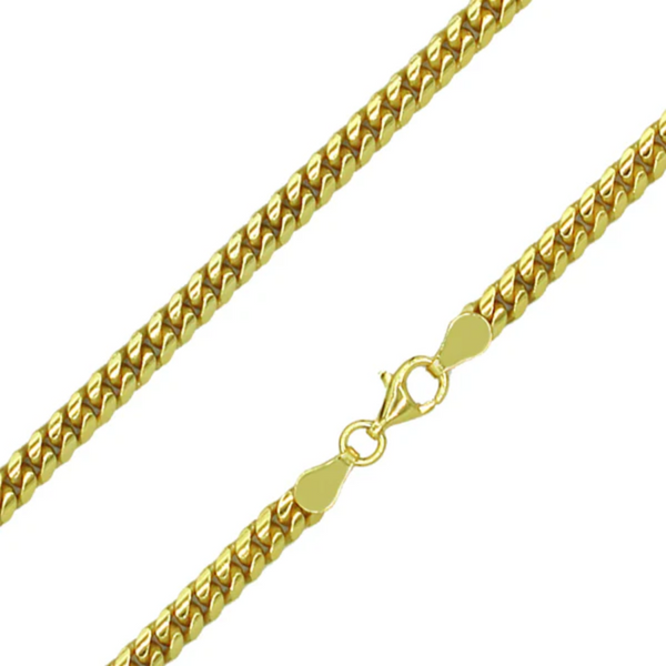 Stellari Sterling Silver with 18K Gold Plating Chain 4MM Miami Cuban 24".