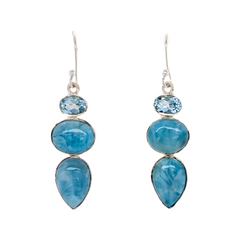 Sterling Silver Larimar and Blue Topaz Dangles