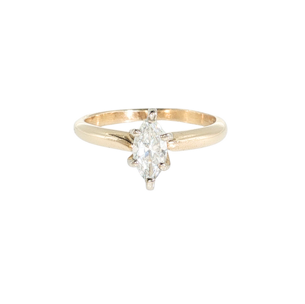 Estate 14kt Yellow Gold Marquise 0.33ct H Si+ Solitaire Ring