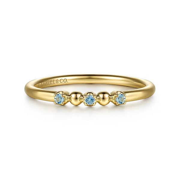 Bujukan 14kt Yellow Gold Ball .06ctw Swiss Blue Topaz Ring SZ 6.5 S2334715