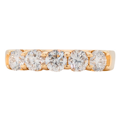 14K Yellow Gold 1CTW Diamond Shared Prong Ring