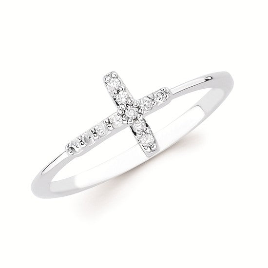 14K White Gold Petite Cross Ring