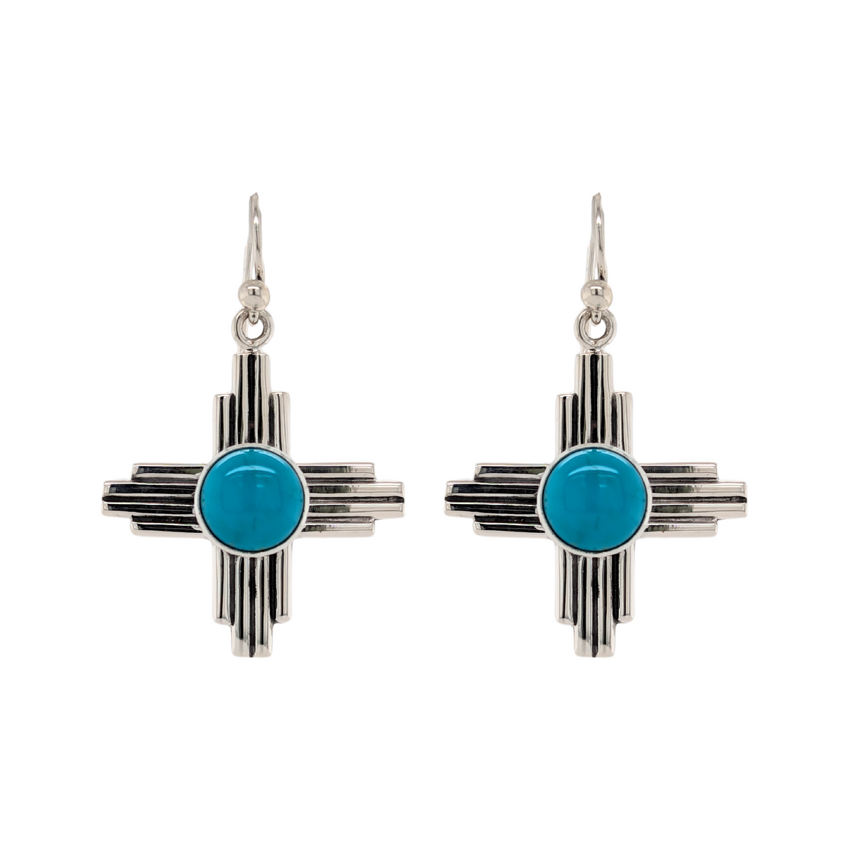 Sterling Silver Zia Dangle Turquoise Earrings