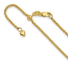14K Yellow Gold Semi-Solid Spiga Adjustable Chain 22"