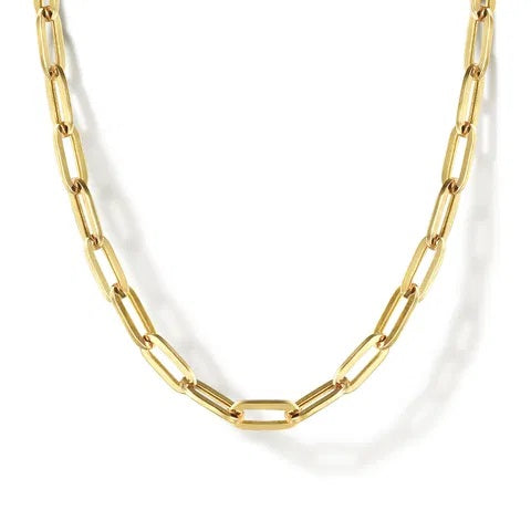 14K Yellow Gold Paperclip Chain.