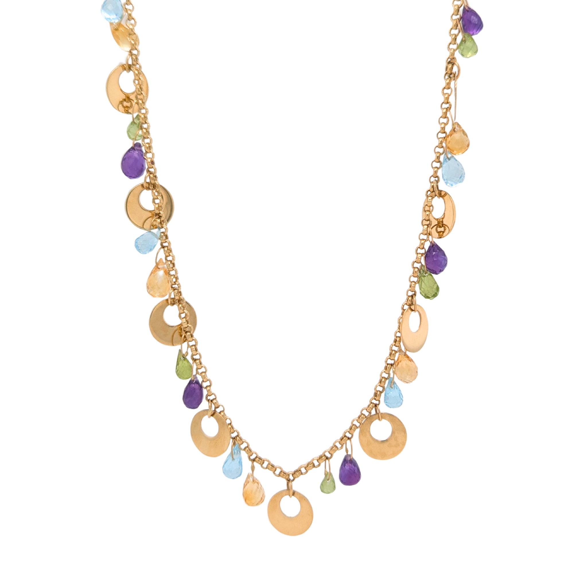 Estate: 14K Multi-Gem Briolette Necklace