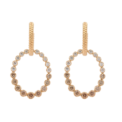 EMBERLIGHT 14K YG 2.01CTW WHT/BRN OVAL EARRINGS