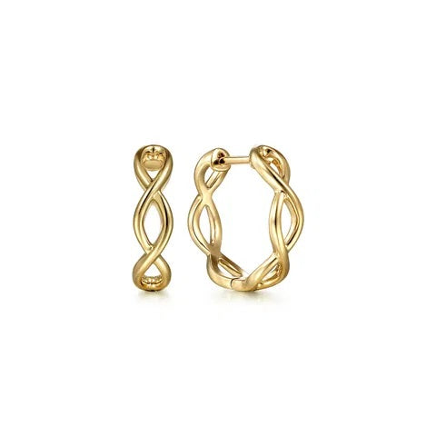 14K Yellow Gold Twisted Huggies