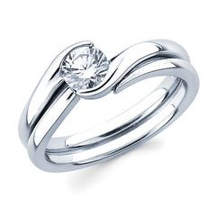 14K White Gold Solitiare Bypass Engagement Ring Semi-Mount