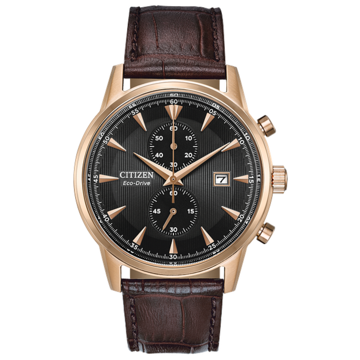 Citizen Eco Drive Corso Dark Brown Leather with Rose Tone Watch CA7003-06E
