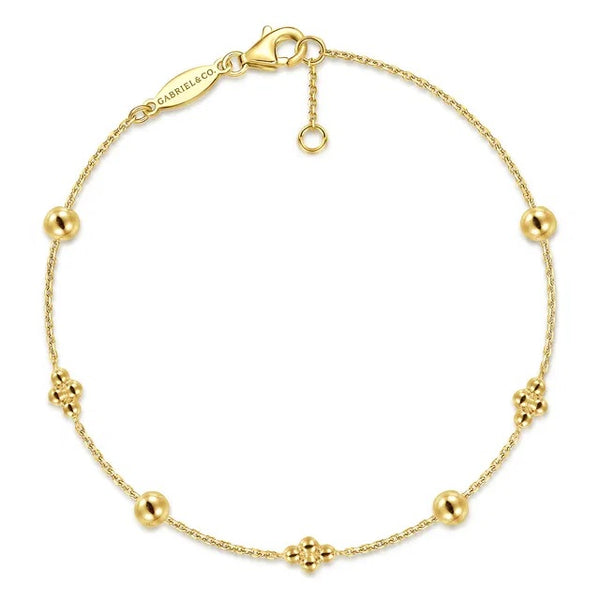 14K YG CLOVER STATION BRACELET