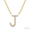 10K Gold "J" Diamond Initial Necklace