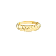 14K YG RIBBED POLISHED RING