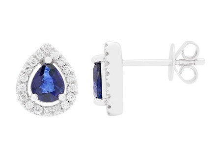 14K WG 1.08CTW PEAR BLUE SAPPH