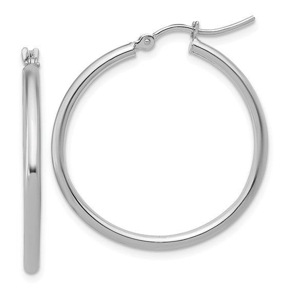 14K White Golds 30MM Hoop Earrings