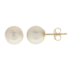 14K YG 7MM A AKOYA PEARL STUDS