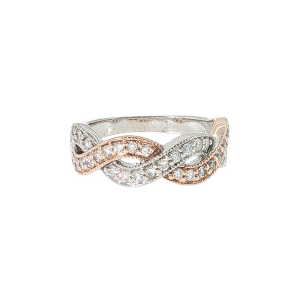 Estate 14kt Two Toned Diamond Twist Band