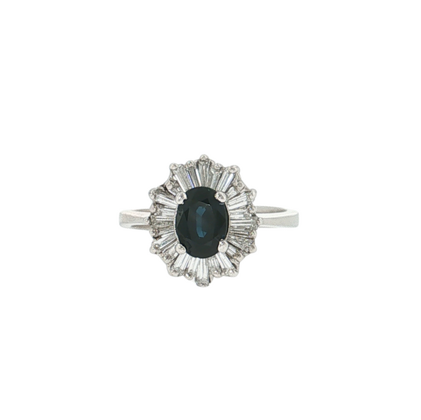 Estate 14kt White Gold 1ctw Sapphire .50ctw Diamond Ballerina Ring