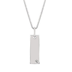 Sterling Silver Bar Pendant/Chain with Diamond