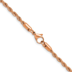 Stainless IP Rose Plated Rope Chain 30" - 3MM