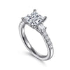 14K White Gold Alta 1CT Princess Center Diamond Accented Engagement Ring