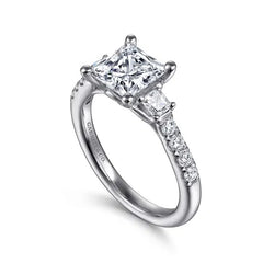 14K White Gold Alta 1CT Princess Center Diamond Accented Engagement Ring S2086960