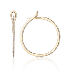 14K Yellow Gold .24CTW Inside Out Hoops