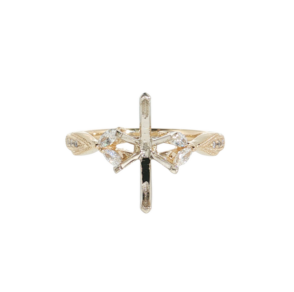 14K YG .18CTW G-H SI1/SI2 MILGRAIN SEMI MOUNT
