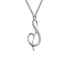 Sterling Silver Initial "S" Script Necklace with Simulated Diamonds