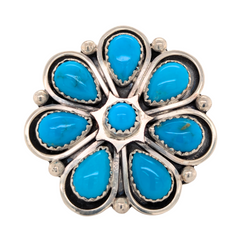 Sterling Silver Turquoise Flower Ring