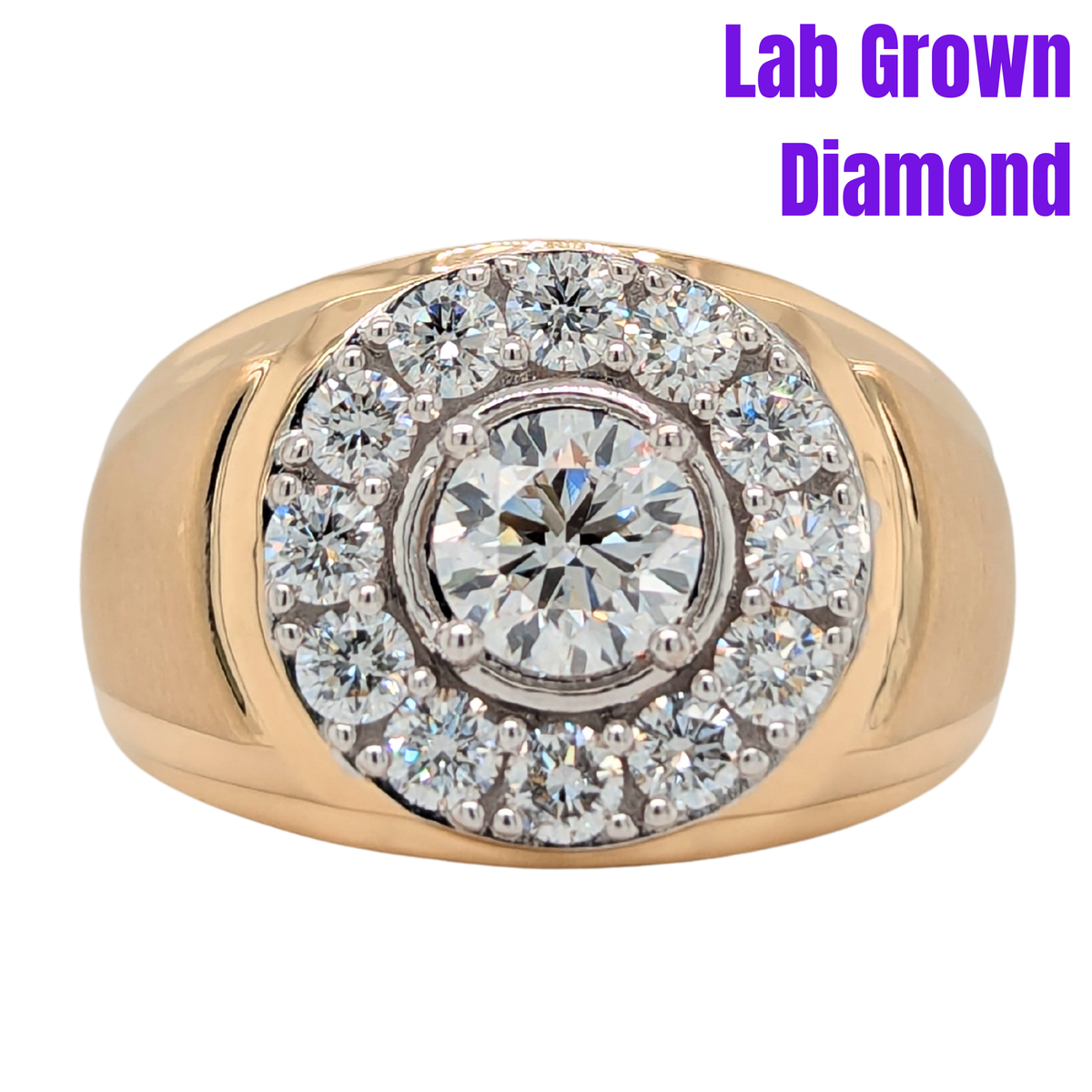 10K Yellow Gold 2CTW Lab Grown Diamond Mens Wedding Band