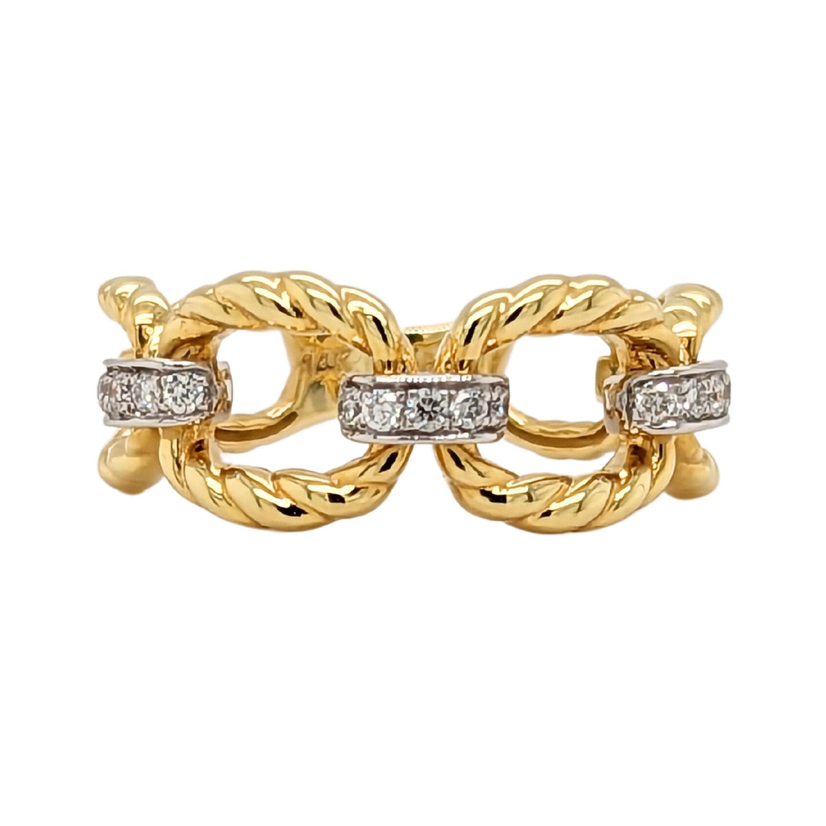14K Gold Diamond Accented Oval Link Ring