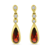 14K Yellow Gold Pear Shaped Garnet and Diamond Earrings