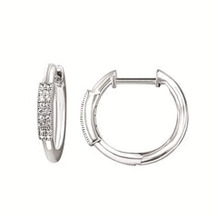 Sterling Silver .03CTW Diamond Hoop Earrings