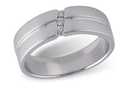 White Gold Men's Diagonal Diamond Ring