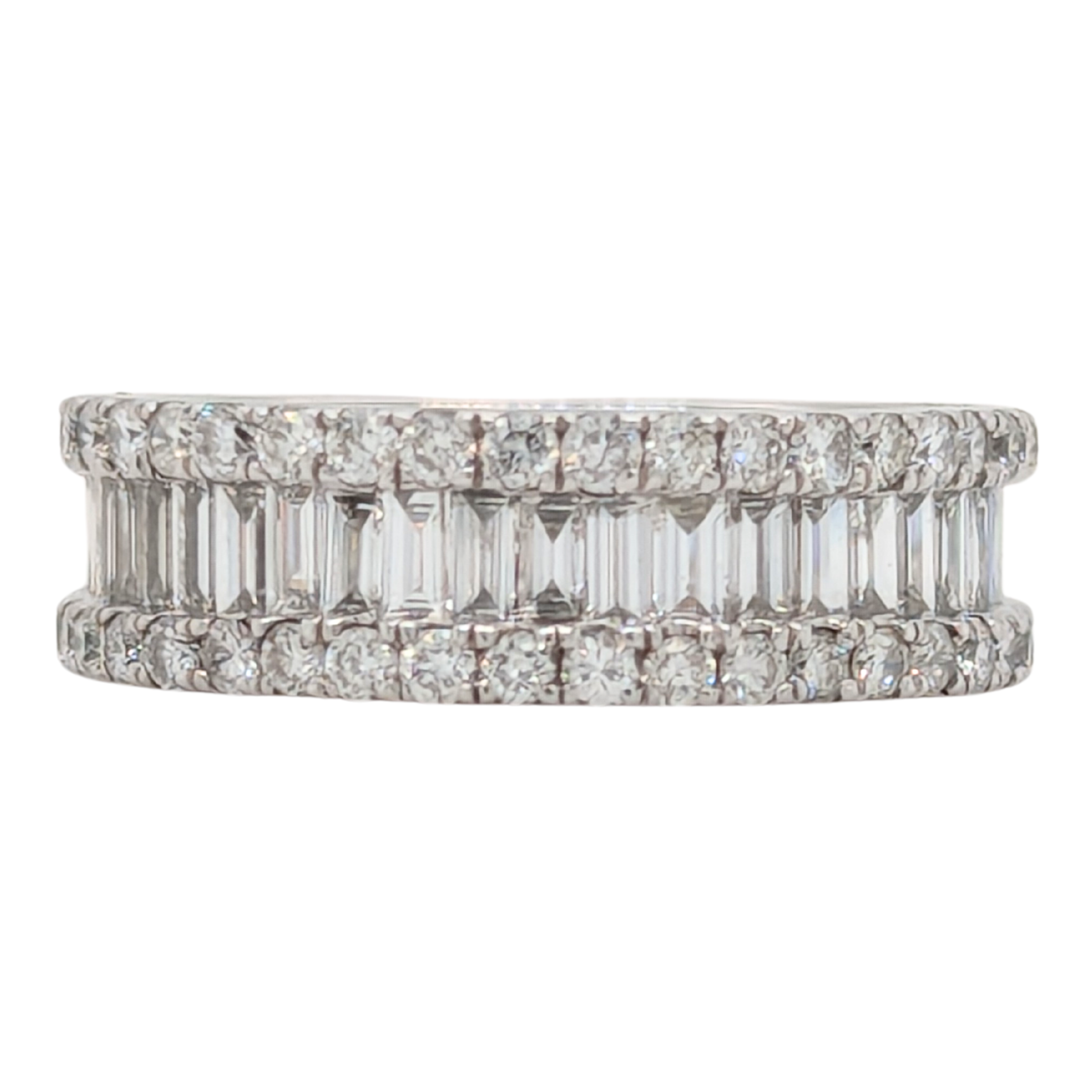 Estate: 14K Baguette & Round Diamond Eternity Band - Size 6