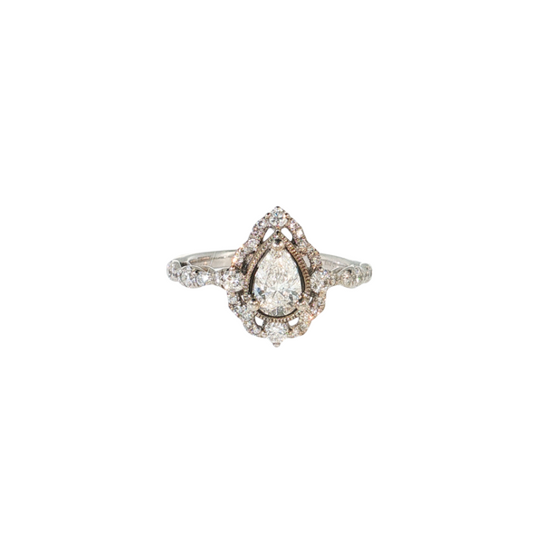 14KW PEAR HALO ENG RING