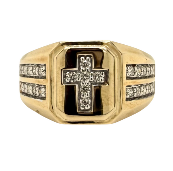 10kt Yellow Gold .50ctw Diamond Cross Gents Ring